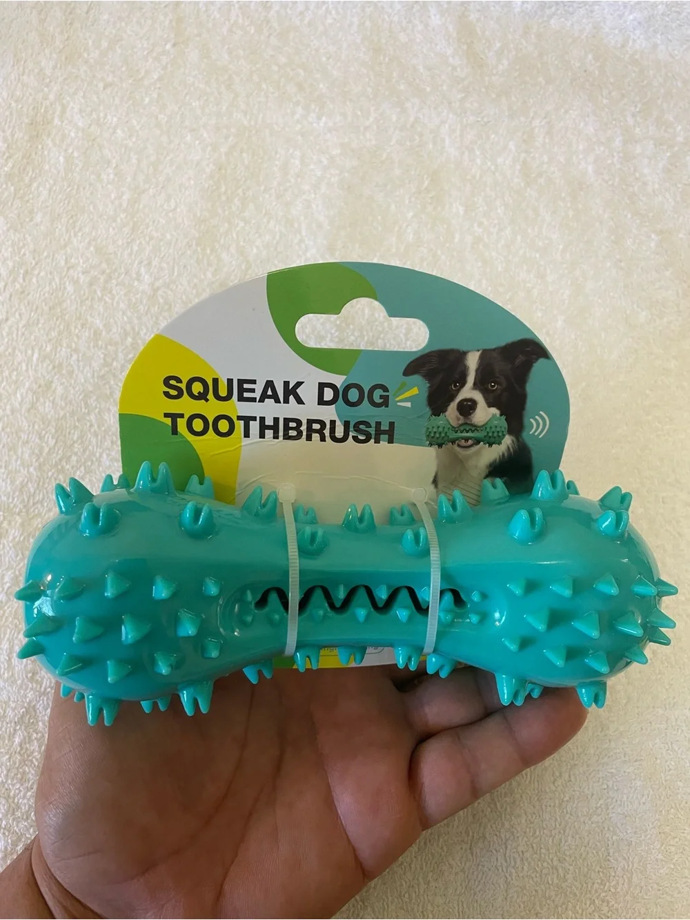 Squeak Dog Toothbrush Chew Toy - Teal